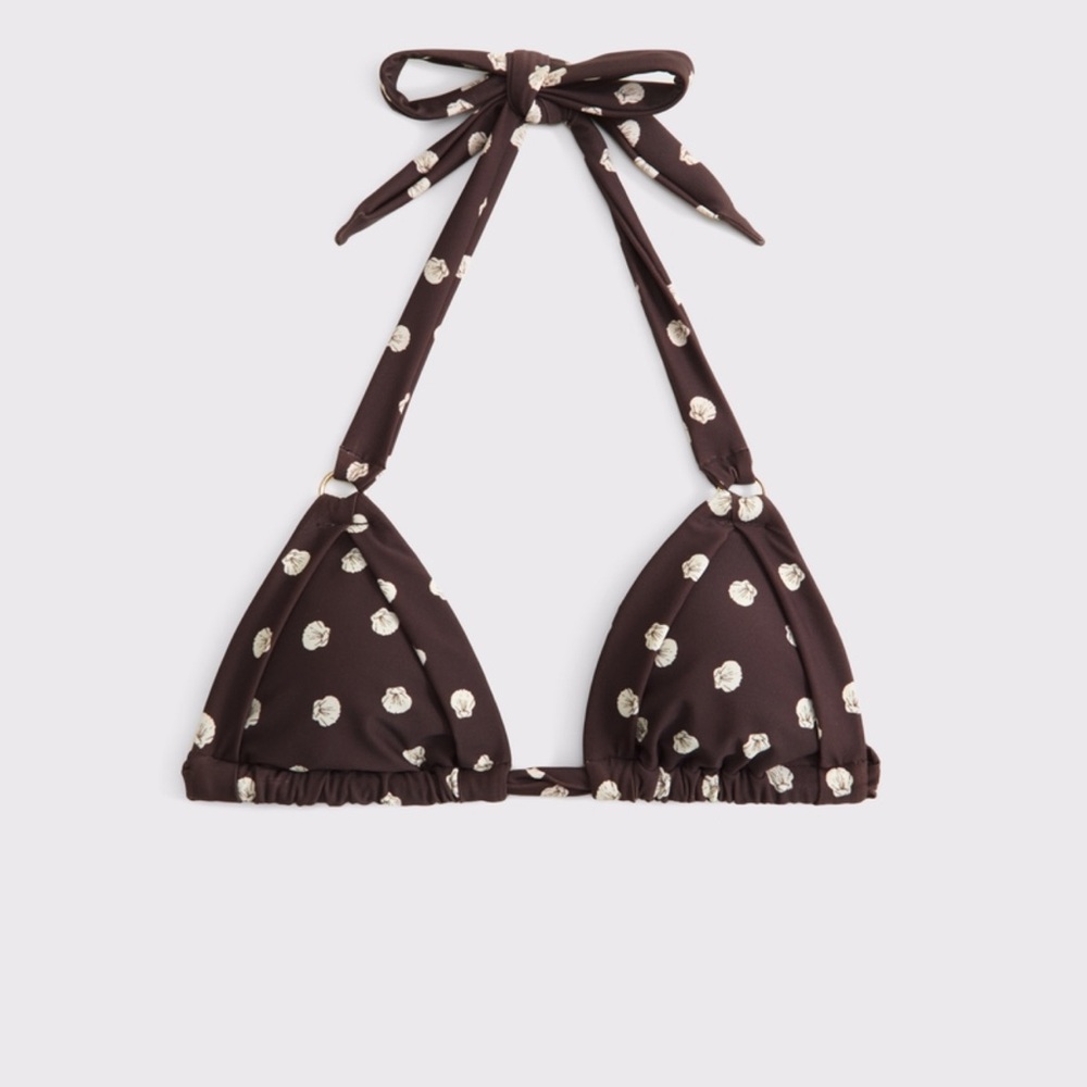 Abercrombie & Fitch Brown and White Shell Bikini Top